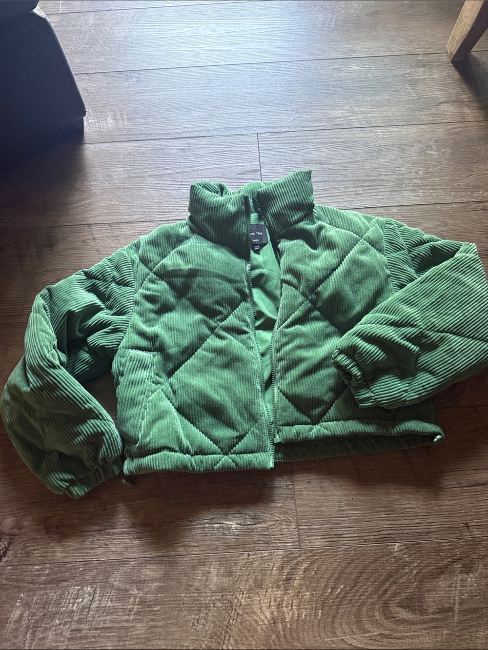 Emerald Green Quilted Corduroy Puffer Jacket